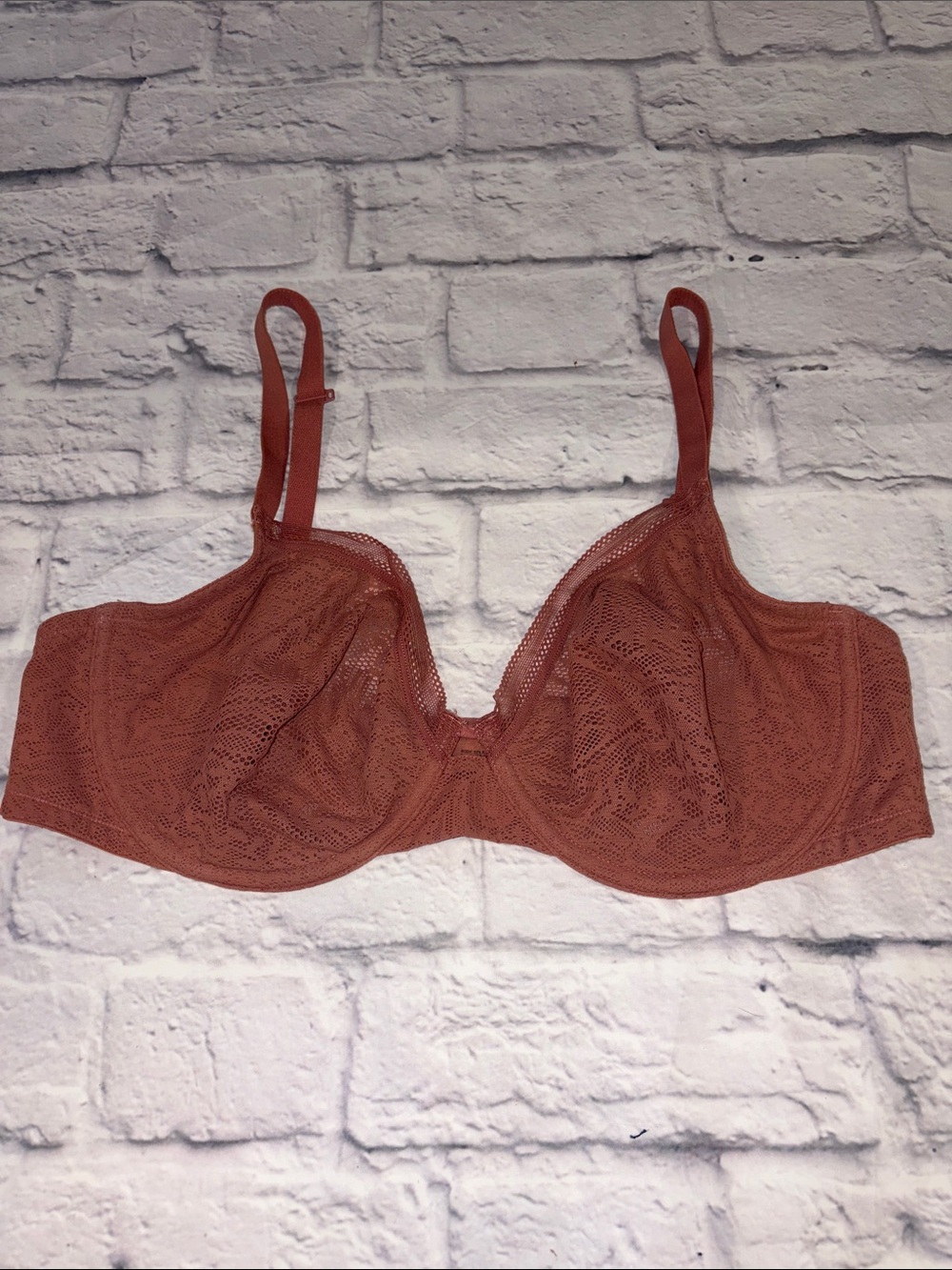 Soma Lace Unlimited Perfect Coverage Underwire Bra in Deep Salmon Pink Size 38D
